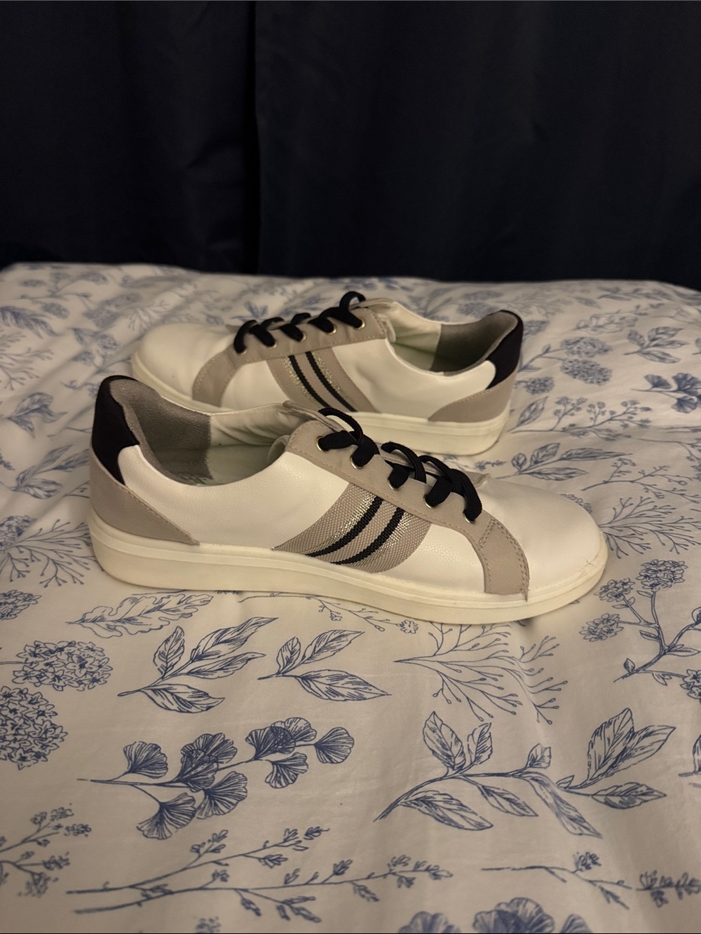 Casual Women's White and Taupe Slip on sneaker